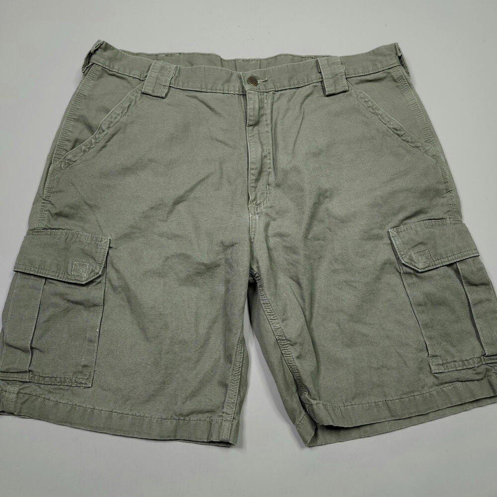 Carhartt Utility Canvas Cargo Work Shorts Green Workwear Casual Hiking 40